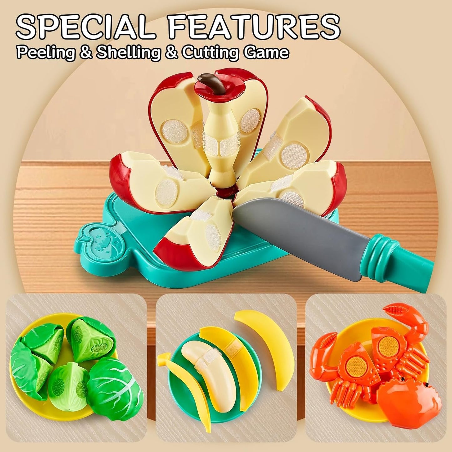 85Pcs Pretend Play Food Sets for Kids Kitchen, Cutting Toy Food with 2 Baskets, Play Kitchen Accessories for Toddlers, Fake Food with Pizza&Veggies&Fruits&Dessert, Kids Kitchen Toys, Boys Girls Gift.