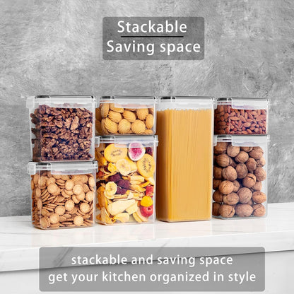 Feshory 16 Pack Airtight Food Storage Containers Set for Kitchen & Organisation - Pantry Storage Organiser, Cereal Storage Containers with 100% Leak-Proof Lids Ideal for Dry and Wet Food