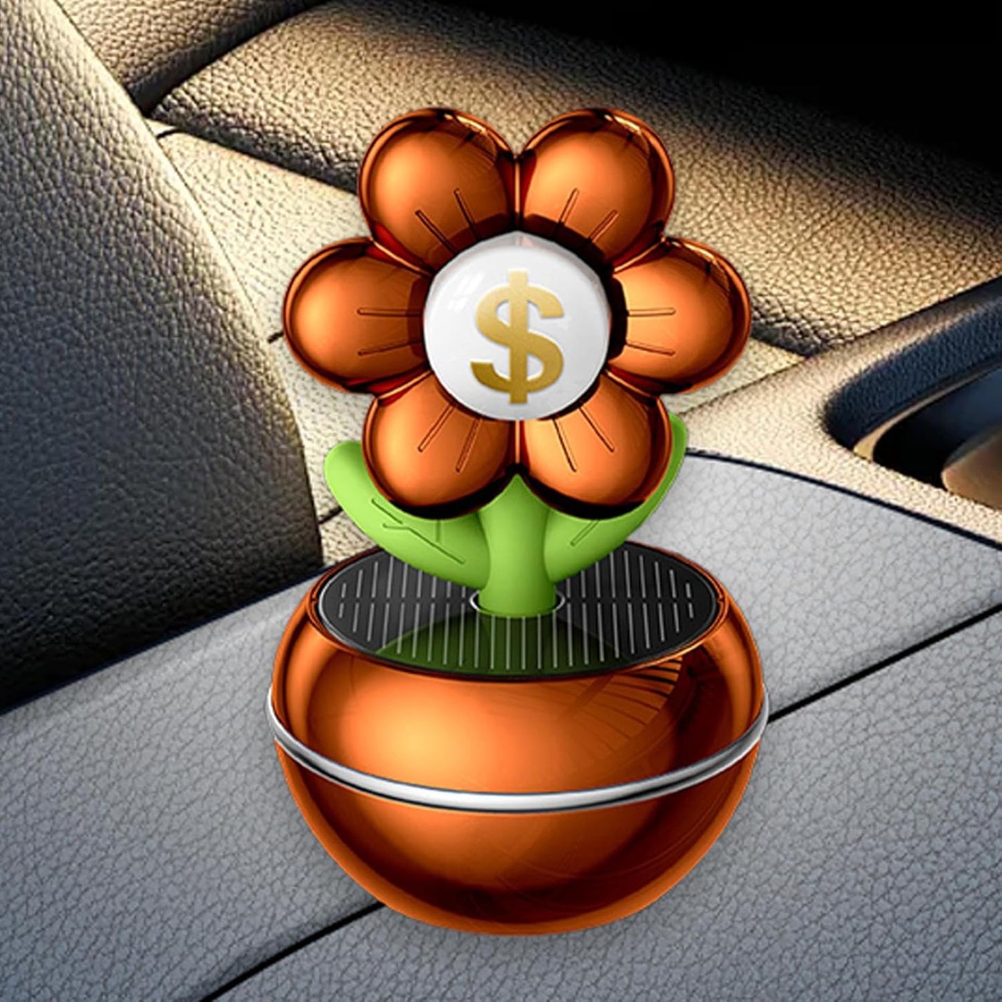 Car Solar Air Freshener, Solar Powered Rotating Car Fragrance Diffuser, Flower Design 360 Degree Rotation Aromatherapy Air Purifier, Ideal for Adults Vehicle Interior