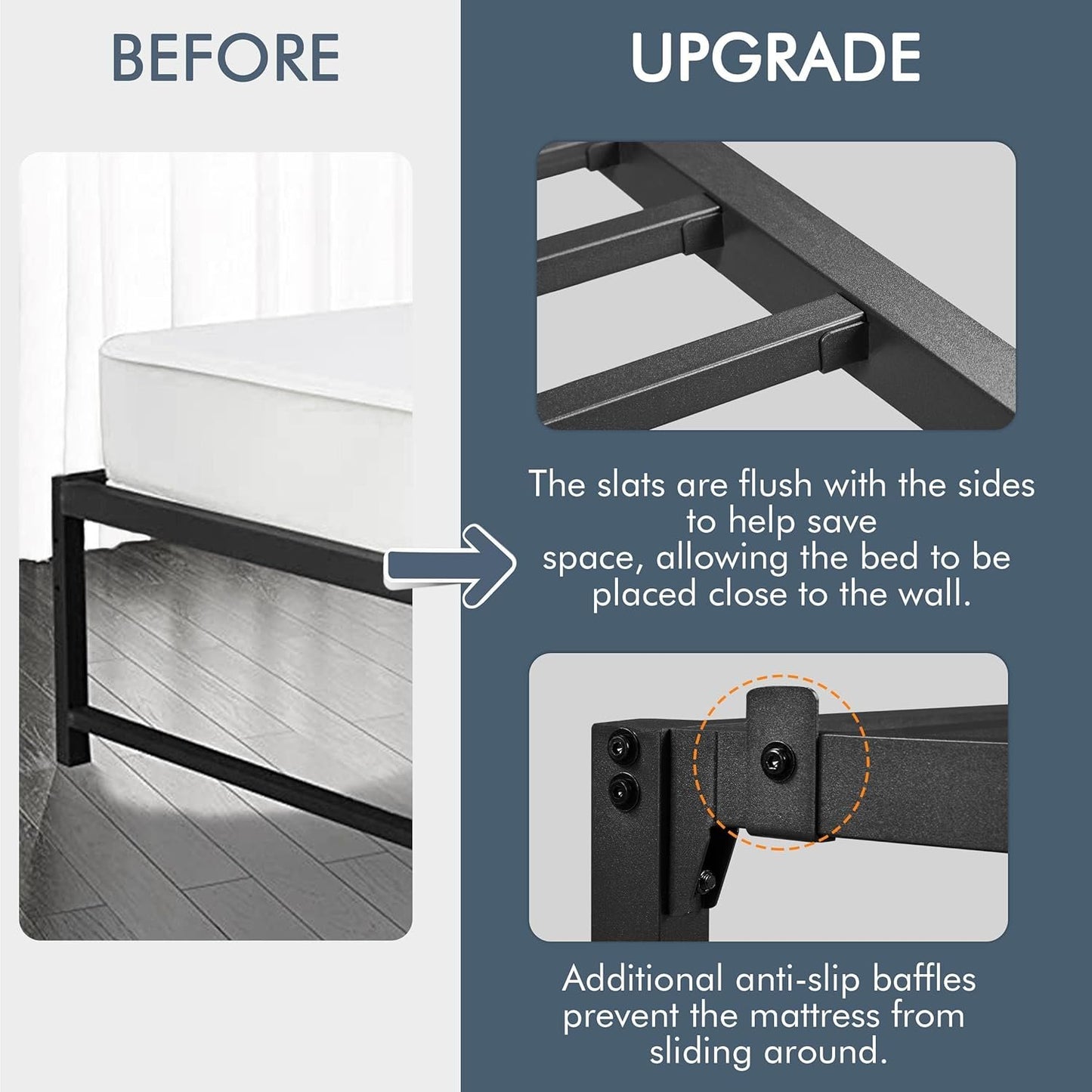 Yaheetech Twin Bed Frames, 16 Inch Metal Platform Bed with Steel Slat Support, No Box Spring Needed, Underbed Storage, Easy Assembly,Twin Bed