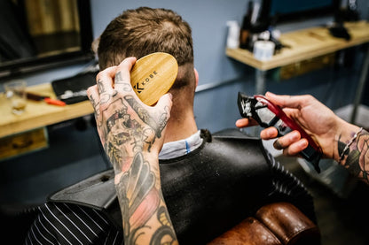Kobe Palm Men's Military Style Boar Bristle Hair Brush/Beard Brush - Hand Sized Beard Brush for Men - Perfect for Beard Care - Works Well With Beard Oils (Beech)