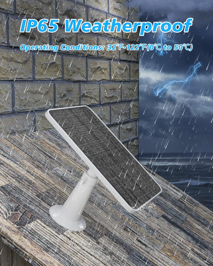 Solar Panel Charger Compatible with Arlo Ultra/Ultra 2/Pro 3/Pro 4/Pro 3 Floodlight Security Camera, 5V 4W Solar Panels Charging IP65 Weatherproof with 3M Charging Cable Adjustable Wall Mount (2 Pack)