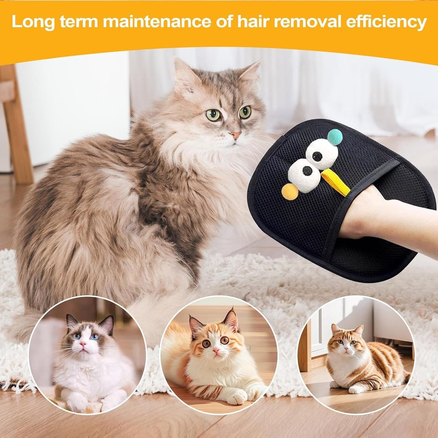 Static Removal Gloves Pet Hair, Reusable Two Way Gloves, 8.66 x 6.3 in Portable Gentle Dog Brush, Washable Grooming Tool for Detailing, Scratching, Cleaning