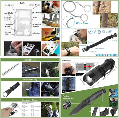 YELINTIAN 16 in 1 Survival Kit, Multi-Purpose Emergency Survival Kit,Multi-Tools Survival Gear and Equipment with Molle Pouch, Gifts for Dad Men Camping Hiking Outdoor Emergency