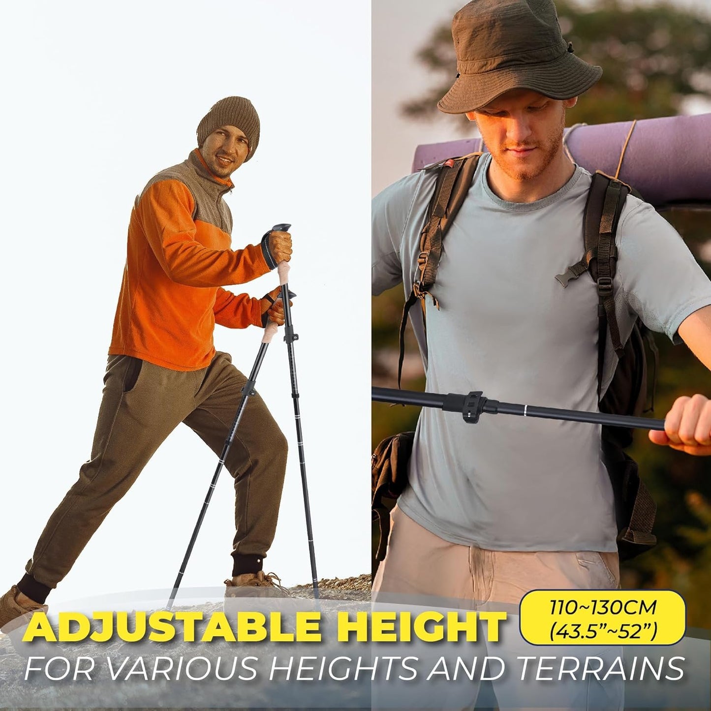 TREKOLOGY Trekking Poles – Adjustable, Collapsible Hiking,Walking Sticks for Men & Women, Lightweight Folding Poles for Backpacking, Seniors & Travel – TREKZ XE