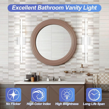 Combuh LED Vanity Lights 24 Inch Bathroom Light Fixtures 14W IP44 Mirror Lighting Indoor Wall Lamp Modern Cool White 6000K for Washroom
