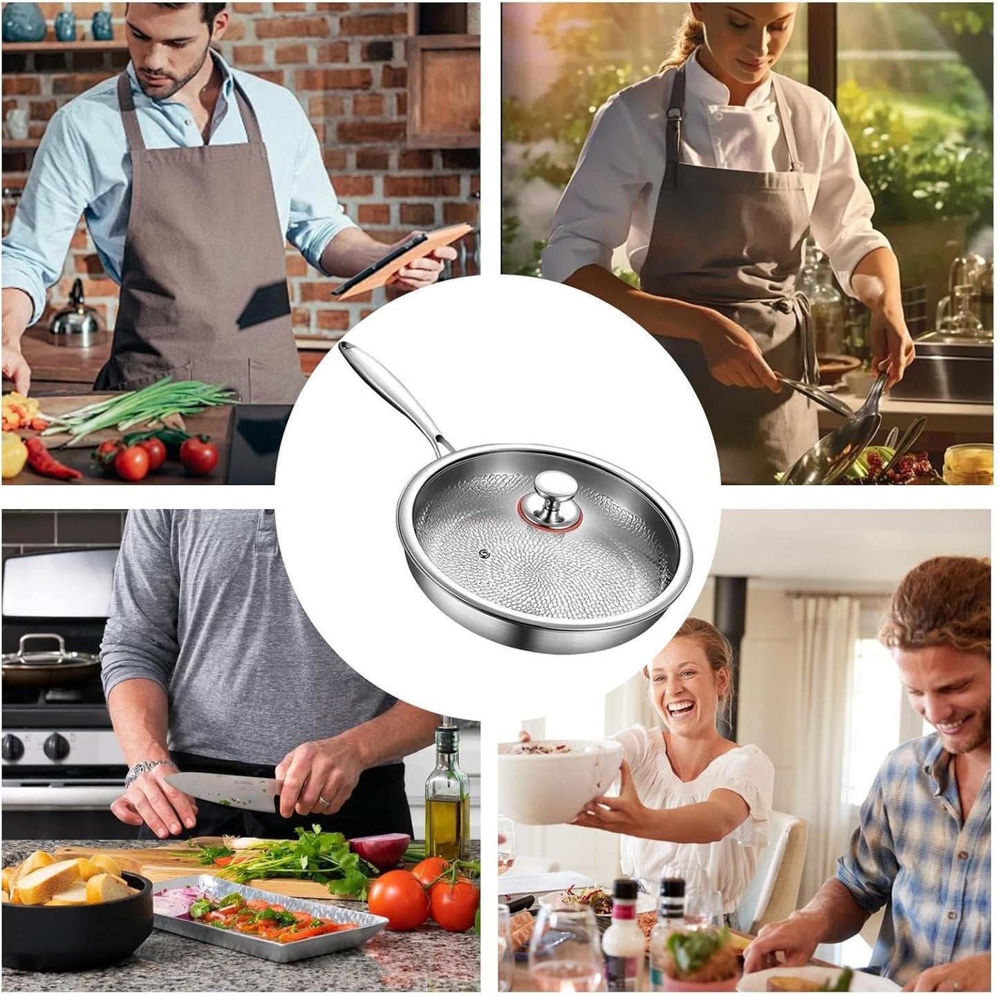 Padella Fritta Essenziale In Titanio - Padella Antiaderente Con Coperchio | Magic Fry Frying Griddle | Padella Antiaderente In Titanio Con Coperchio E Spatola - Gadget Per Utensili Da Cucina Per
