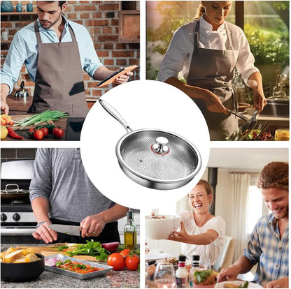 Padella Fritta Essenziale In Titanio - Padella Antiaderente Con Coperchio | Magic Fry Frying Griddle | Padella Antiaderente In Titanio Con Coperchio E Spatola - Gadget Per Utensili Da Cucina Per