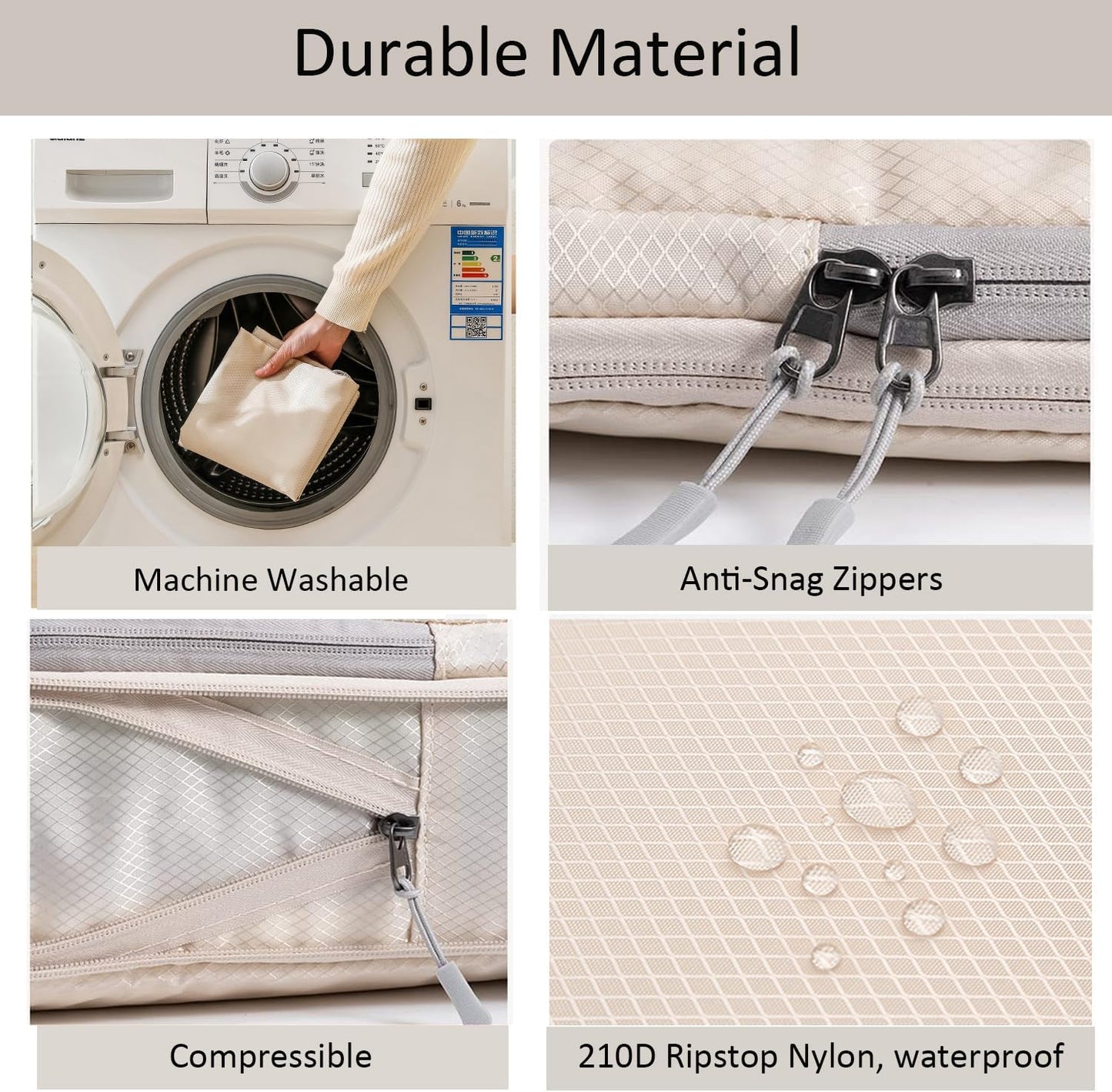 Compression Packing Cubes For Travel Set 8pcs Travel Packing Cubes Set Organisers Accessories Storage Bags Clothing Sorting Packages Expandable Bags for Luggage Suitcase-Beige