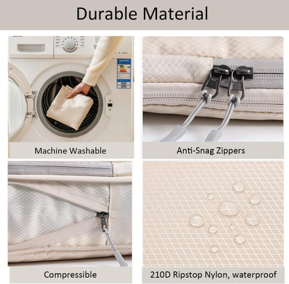 Compression Packing Cubes For Travel Set 8pcs Travel Packing Cubes Set Organisers Accessories Storage Bags Clothing Sorting Packages Expandable Bags for Luggage Suitcase-Beige