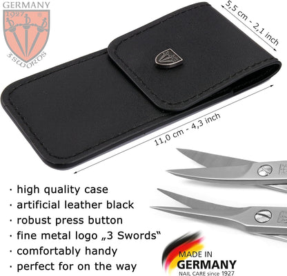 3 Swords Germany - Brand Quality Stainless Steel INOX Curved Nail Scissors and Curved Cuticle TOWERPOINT Scissors with case - Made in Germany
