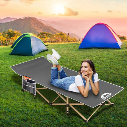 Camping Cot, 450LBS(Max Load), Portable Folding Outdoor Bed with Carry Bag for Adults Kids, Heavy Duty Cot for Traveling Gear Supplier, Office Nap, Beach Vocation and Home Lounging