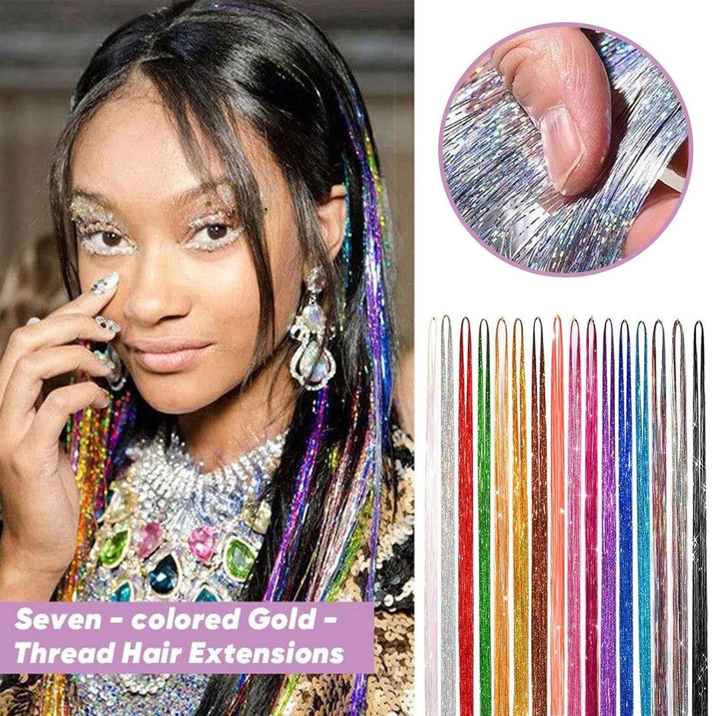 Kit Con Fili Luminosi Per Capelli Ragazze | Set Brillante Per Decorazioni Capelli,Accessori Cosplay Con Glitter Resistente Al Calore E Attrezzi Per Natale Halloween Matrimoni Compleanni E Uso Quotidia