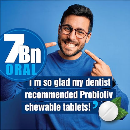Oral Probiotics for Mouth Bad Breath 7 Billion CFU - Chewable Dental Probiotics for Teeth & Gums, Fresh Breath Freshener & Dry Mouth Relief, Supports Oral Microbiome