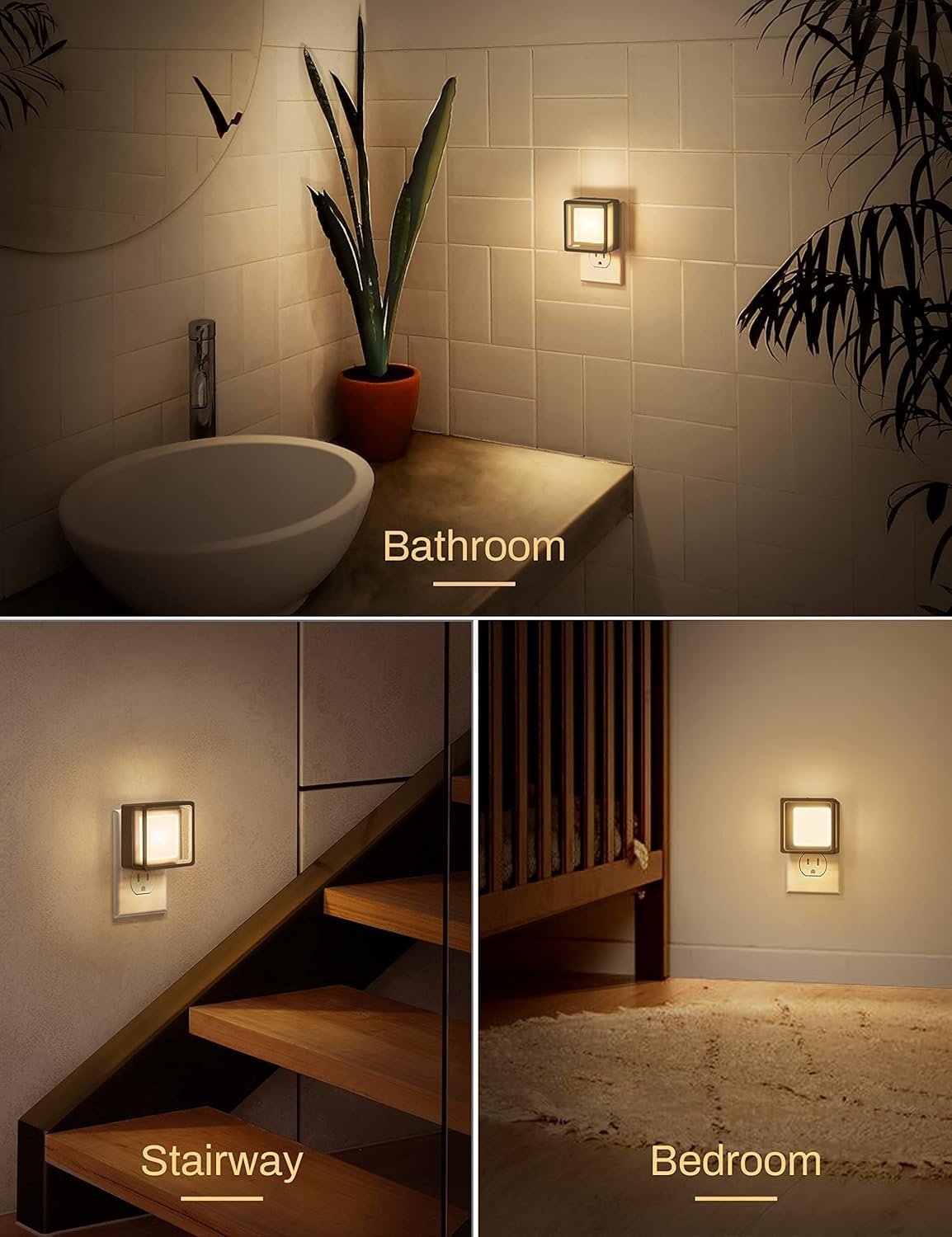 Night Light, DORESshop Night Lights Plug Into Wall [2 Pack] with Dusk-to-Dawn Sensor, LED Night Lights, Adjustable Brightness Veilleuse Enfant for Bathroom, Hallway, Bedroom,Stairway, Soft White
