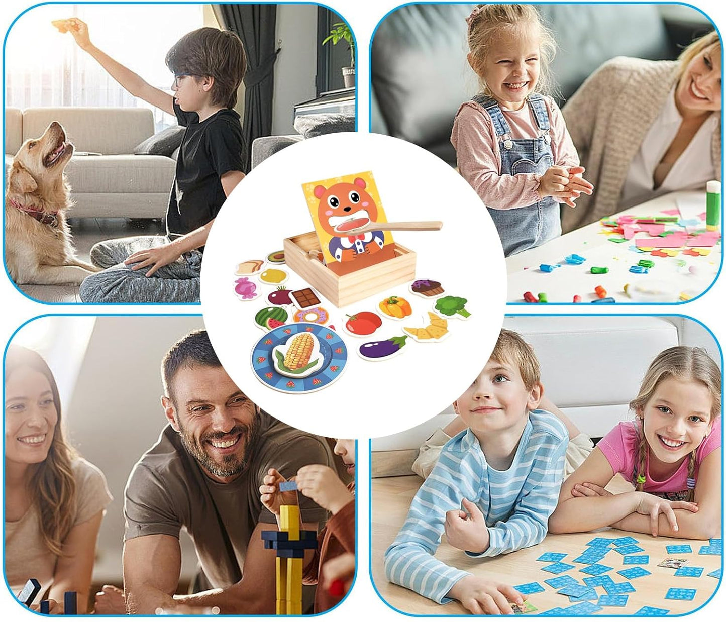 Wooden Feeding Toy, Bear Pretend Food Set, Encourages Learning Play Set, Educational Training Game for Toddler Ages 3+, 6.61 x 5.79 x 1.89 inches, Multicolour