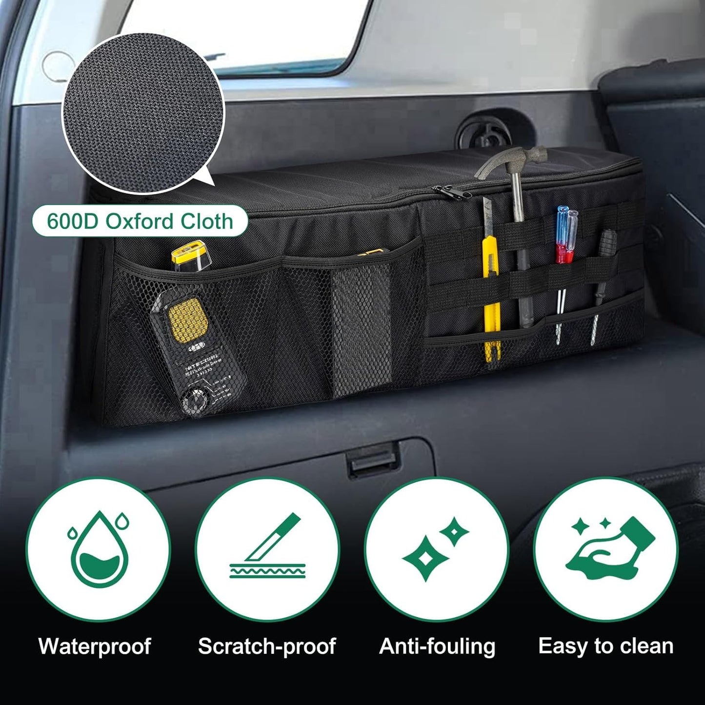 QQUNSUNUS Car Bag Organizer Trunk with 600D Oxford Cloth Car Storage Trunk Organizer Compatible with Toyota FJ Cruiser 2007-2021 Multifunctional Storage Bag
