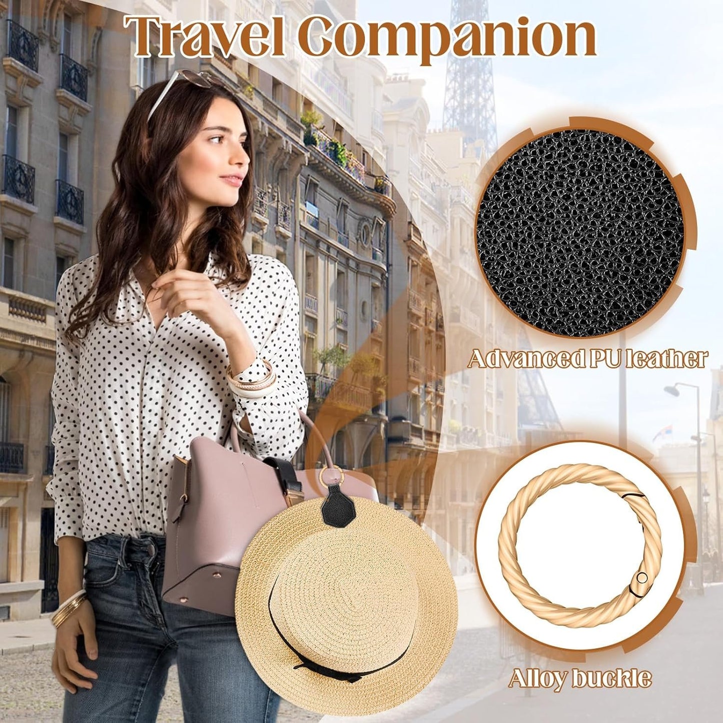 Silimore Travel Hat Clip, Magnetic Hat Clip on Bag Luggage for Women Suitcase Holder for Purse Hand Free Travel Accessory