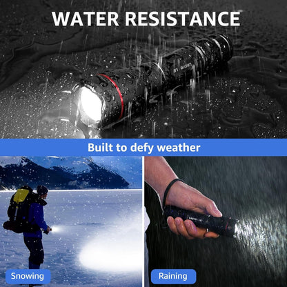 Lepro LED Torch Rechargeable, 15000 Lux Super Bright Adjustable Focus Flashlight with 5 Modes, IPX4 Waterproof, Lightweight Handheld Torch for Camping, Running.