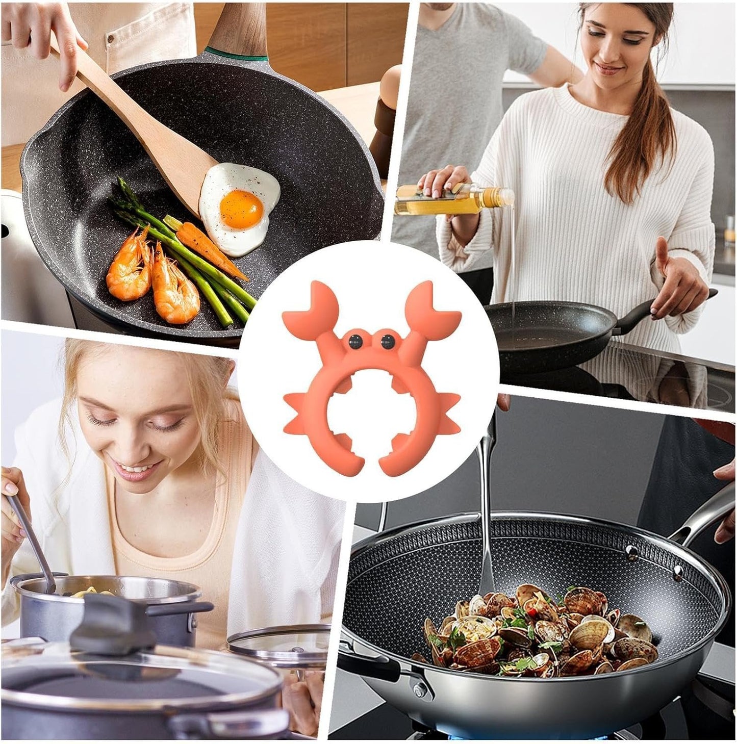 Shitafe Crab Utensil Holder, Silicone Spoon Rest | Silicone Utensil Holder for Kitchen Spoon | Spoon Rest with Clip for Pots, Kitchen Gadgets, Stand Up Ladle Holder