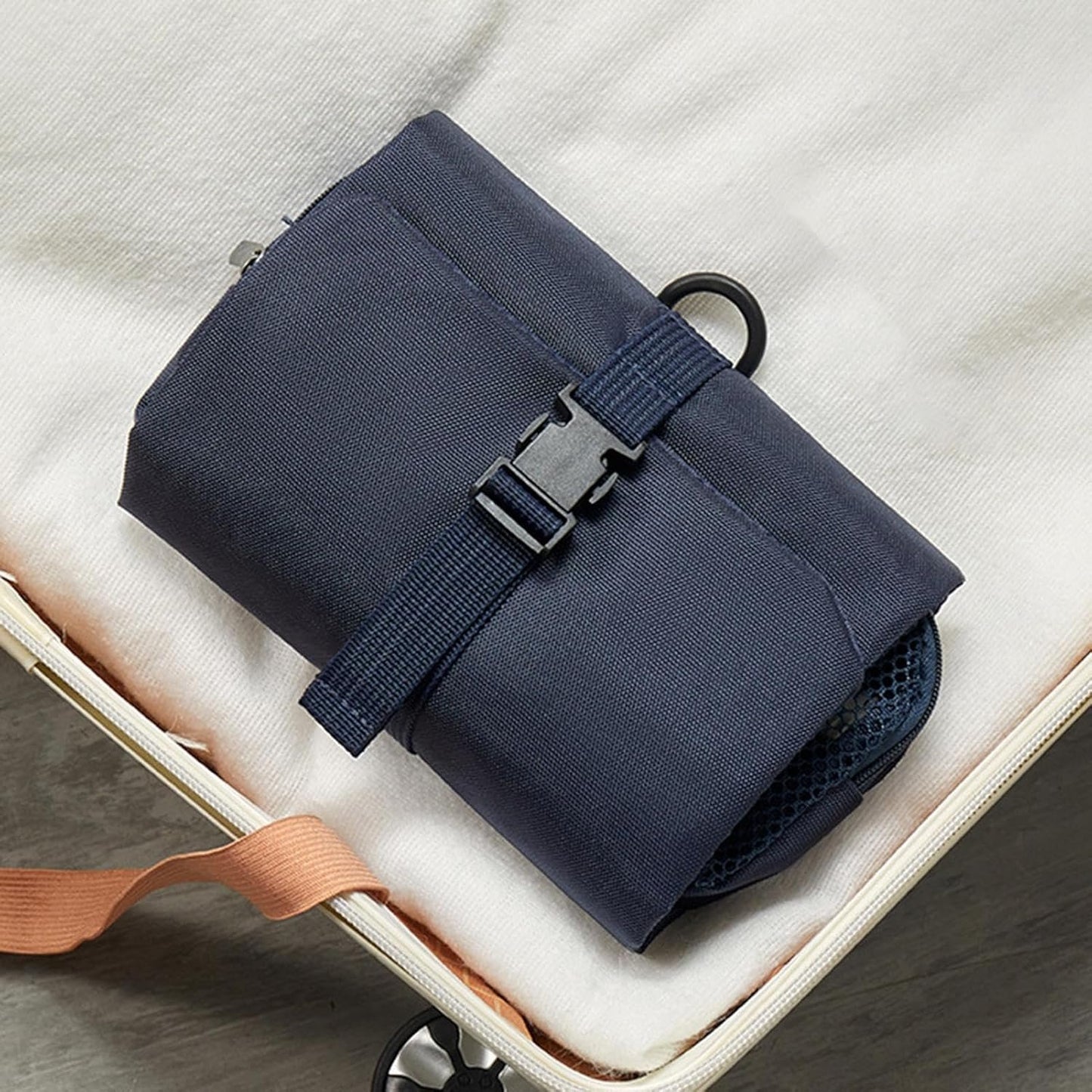 Hygiene Bag for Men - Cosmetic Bag Pouch - Waterproof Cosmetic Bag Pouch, Portable Toilet Travel Bag with Hook for Men Women, Navy Blue, Refer to description, Unisex