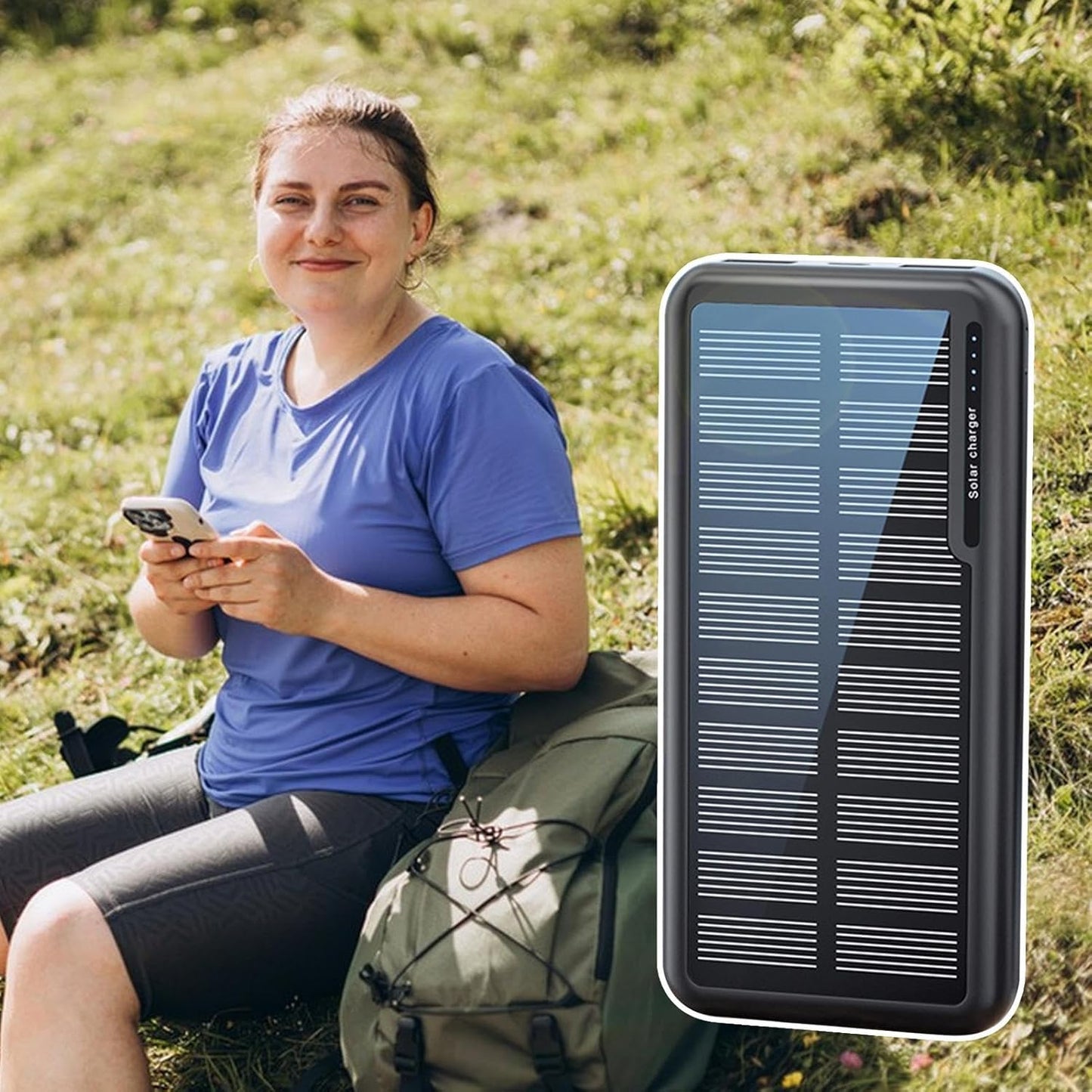 mivceklw Charger Portable, Solar Powers Bank, 10000mAh High-Capacity Battery, Duals USB Output Ports, Outdoor Travel Charge for Festival College Hiking Beach Camping 5.59x2.72x0.67in