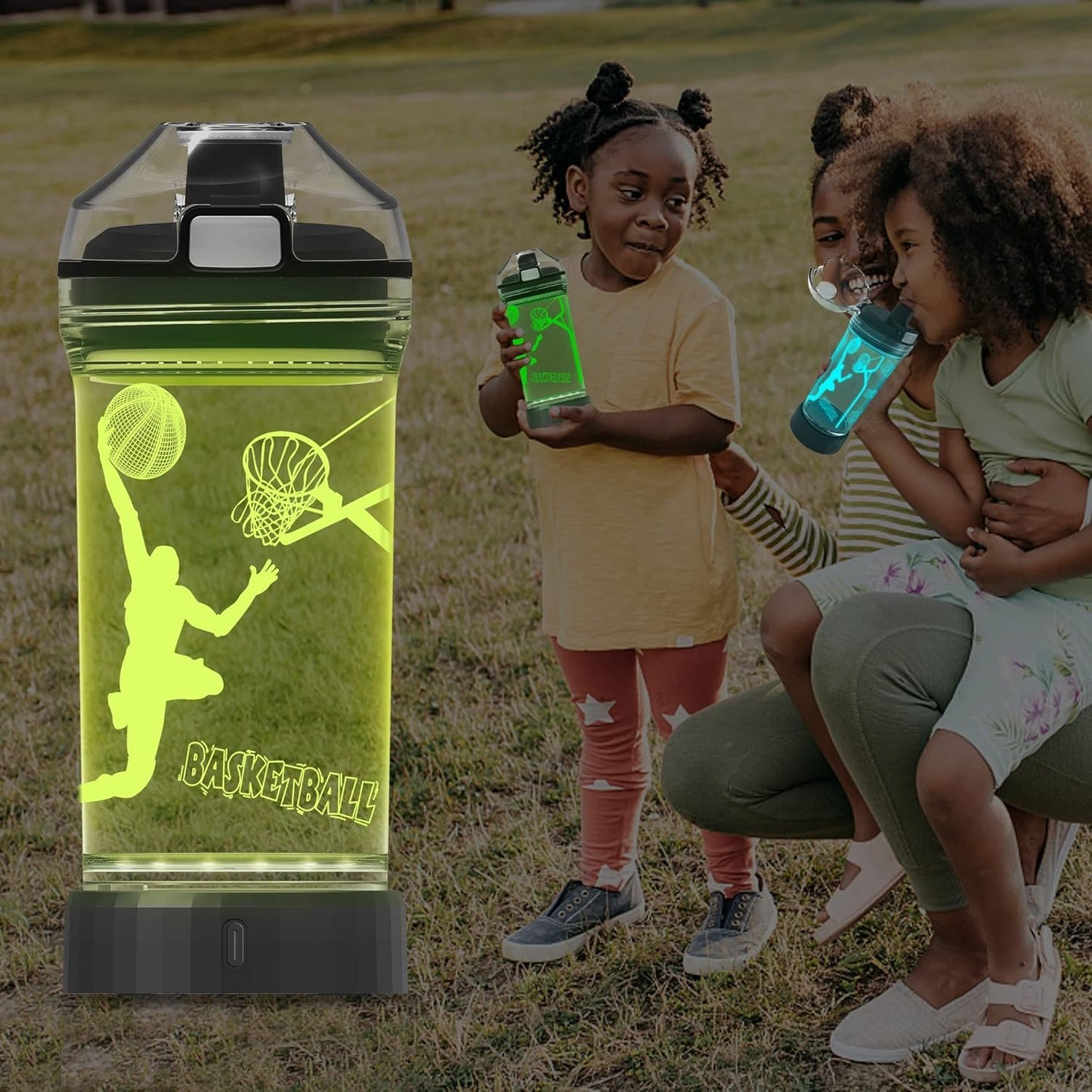 Basketball Gifts, Light Up Kids LED Water Bottle with 3D Basketball Design- 14 OZ Tritan BPA Free - Cool Drinking Cups Gift for School Kids Teenage Boy Girl Child Christmas Holiday