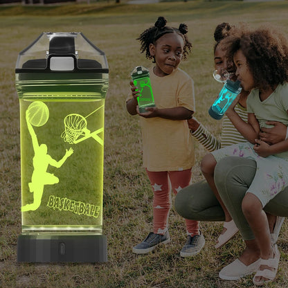 Basketball Gifts, Light Up Kids LED Water Bottle with 3D Basketball Design- 14 OZ Tritan BPA Free - Cool Drinking Cups Gift for School Kids Teenage Boy Girl Child Christmas Holiday