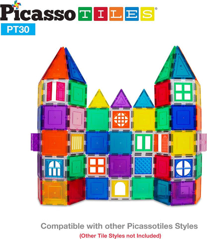 PicassoTiles 30 Piece Window and Door Clip On Magnetic Blocks Magnet Tiles Magnets Building Tile Construction Toy Set STEM Education Toys Learning Kit Stacking Block Playset Boys & Girls Age 3+ PT30