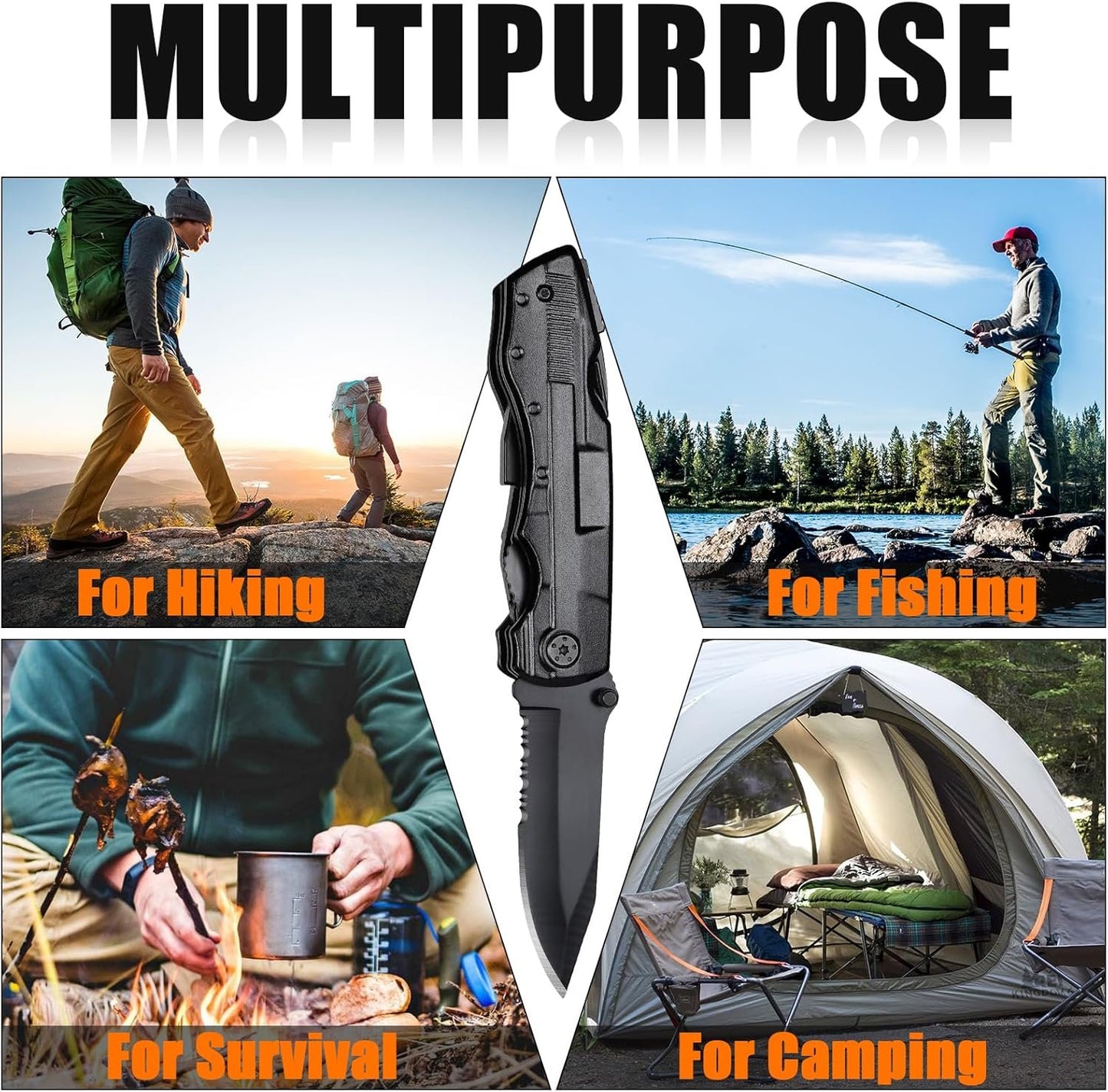 GPOOLCC Pocket Multitool with Safety Locking Handy, Gifts for Men, 12 in 1 Multi Tool with Pliers Knife Bottle Opener Screwdriver Saw, Perfect for Outdoor, Survival, Camping, Hiking, Simple Repair