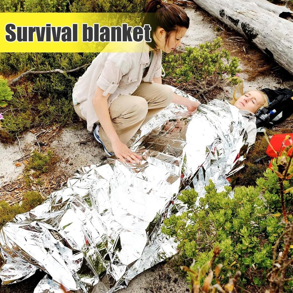 10 pcs Emergency Blankets,Collapsible, Disposable Mantle. Compact and Easy to Carry,Space Blanket Survival Kits, Camping Covering,for Outdoors, Hiking, Survival, Marathons or First Aid