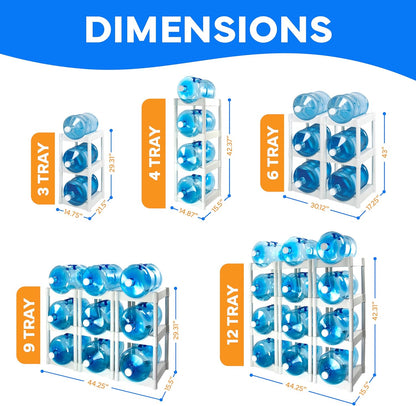 Bottle Buddy Water Bottle Storage Rack 12 Tray - Plastic Water Bottle Organizer for Three to Five Gallon Bottle Storage – Customizable Water Gallon Holder for Easy Storage and Organization