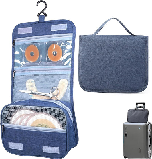 Ostomy Colostomy Travel Bag,Hanging Organizer Bag Accessory Storage Bags Pouch for Ostomy Supplies (Blue)