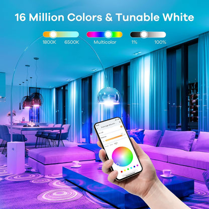Linkind WiFi Smart Light Bulbs, Alexa Light Bulb Work with Alexa, Google Home, RGBTW 16 Million Color Changing Light Bulbs Dimmable, Mood Lighting, 2.4GHz Only, A19 E26 WiFi Bulb 60W 800LM 1 Pack