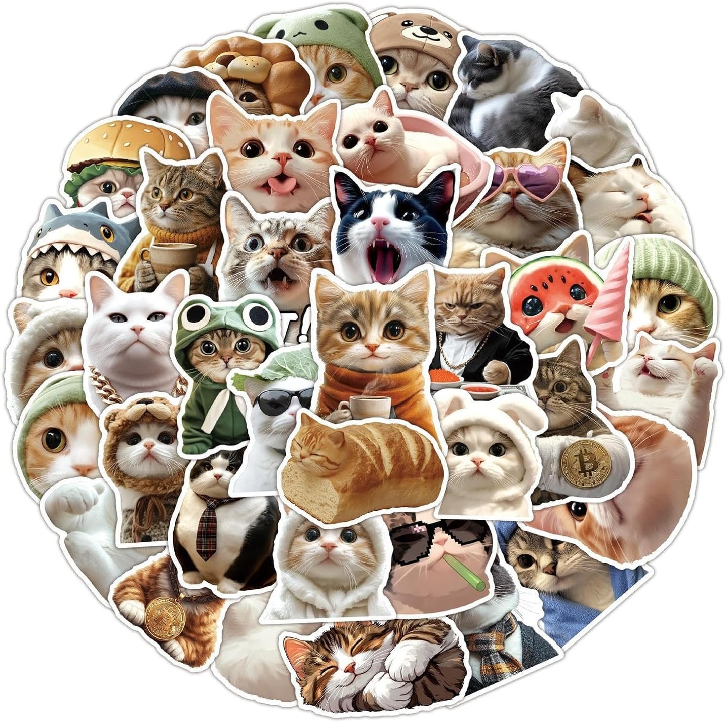 Cat Stickers, Cute Cat Stickers | Cute Animal Stickers - Waterproof Decorative Secals Favors for Teens Adults Girls Boys