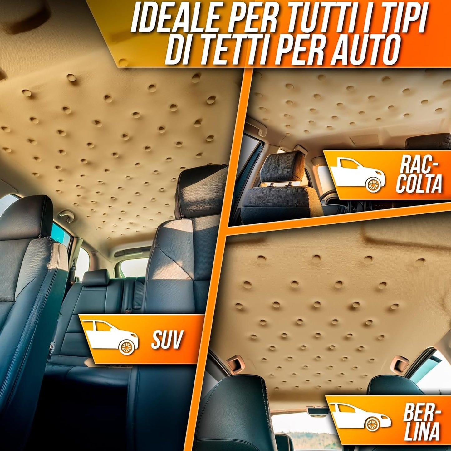 70 Pcs Car Roof Pins Kit + 70 Red Pins + 1 Screwdriver + 1 Metric Tape - Ideal for Car Fallen Roof Repair - Essential Part of Your Car Accessories (Beige)