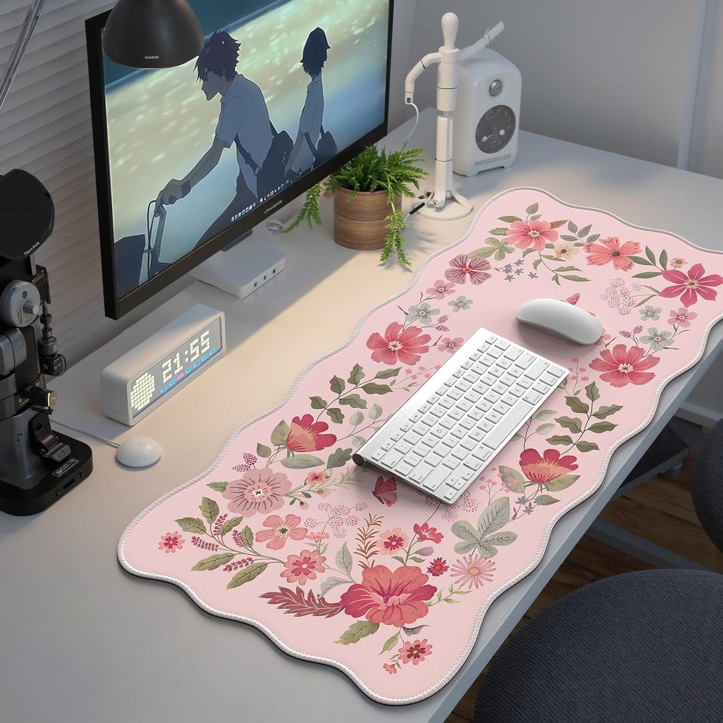 iCasso Desk Mat, XXL Large Mouse Pad for Desktop, Cute Pad With Stitched Edges, Anti-Slip Big Mousepad, Keyboard Mat for Computer (Pink)