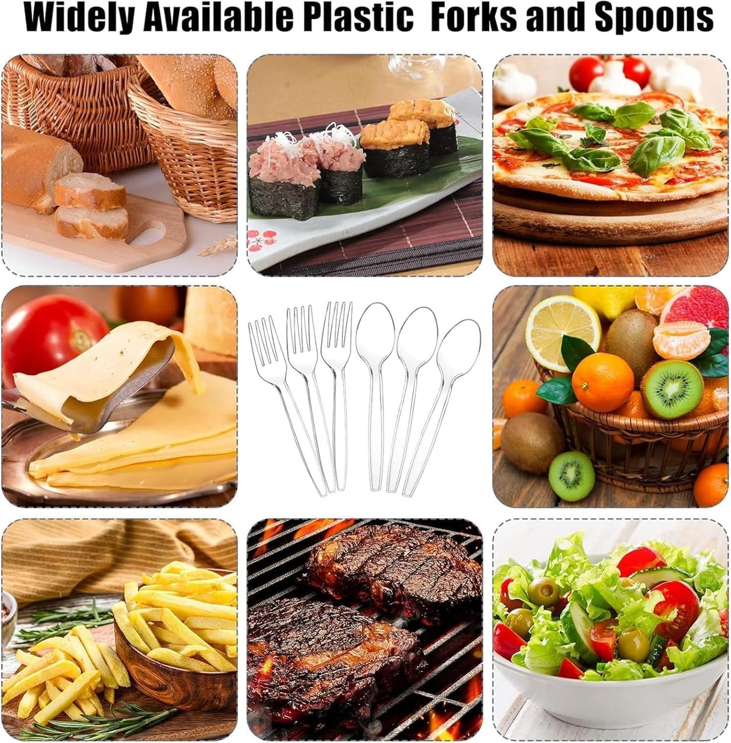 POLCANUR Clear Plastic Cutlery Set,(Bulk Pack 200 Pcs) Plastic Utensils Heavy Duty,100 Plastic Forks and 100 Spoons, Sets for Party,Gathering,Dinners,Take-Out,Catering,Picnic,Food Services