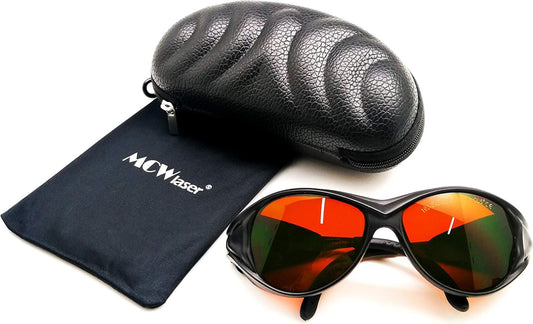 MCWlaser Laser Safety Goggles OD5+ 190-540nm & 800-1700nm Yag, Blue, Green Laser and UV Light Eye Protection Laser Glasses for 445nm, 450nm,532nm, 808nm, 980nm, 1064nm, 1080nm Absorption Type EP-1