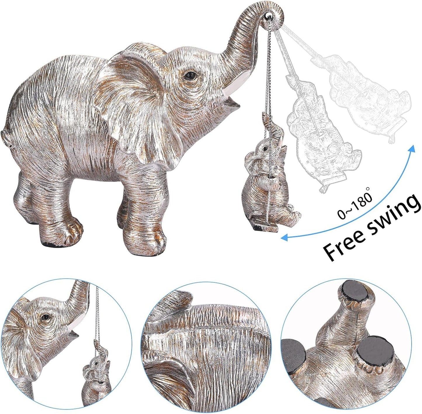 ZJ Whoest Elephant Statue. Elephant Decor Brings Good Luck, Health, Strength. Elephant Gifts for Women, Mom Gifts. Decorations Applicable Home, Office, Bookshelf TV Stand, Shelf, Living Room - Silver