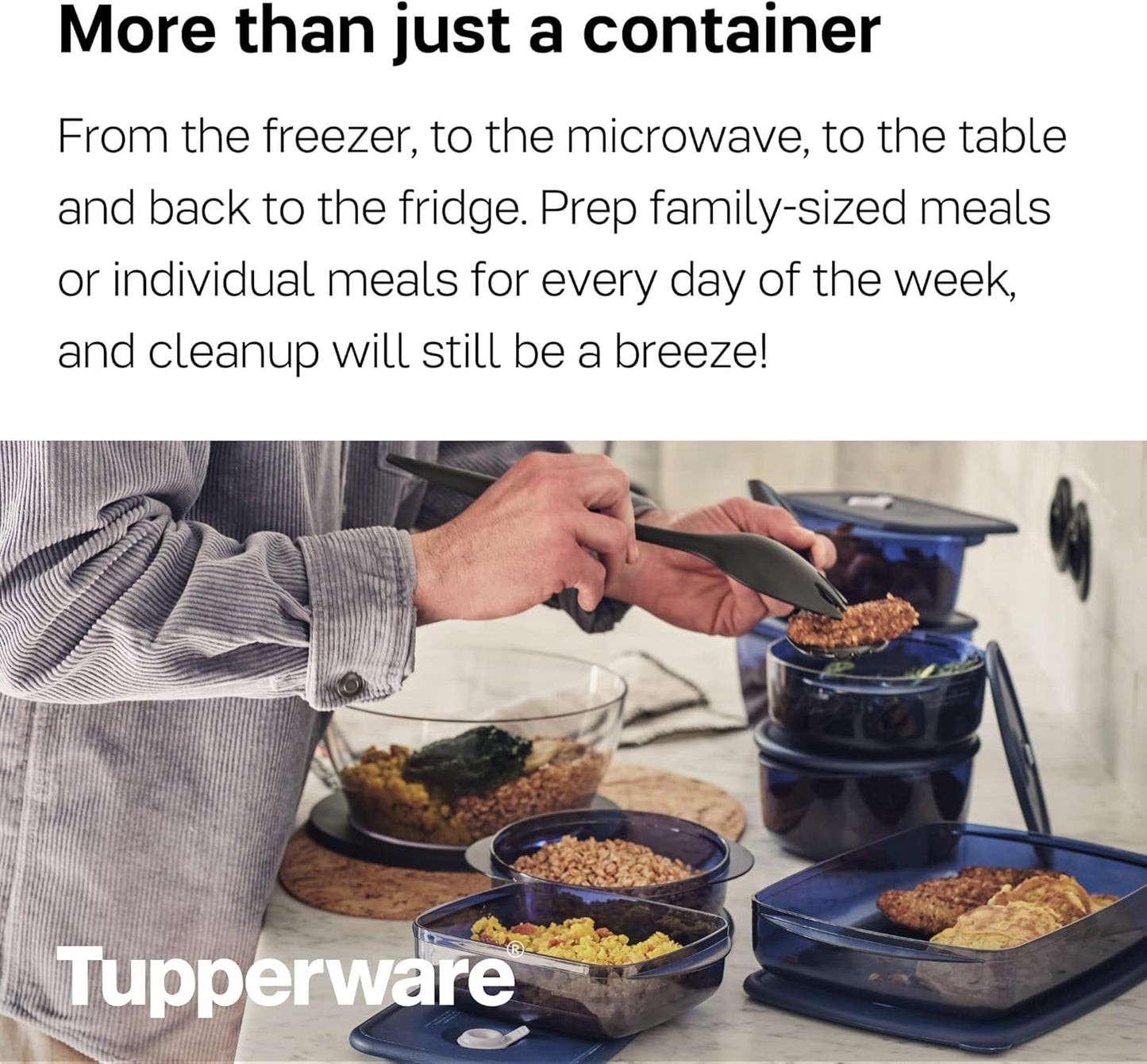 Tupperware Brand Vent â€˜N Serve Container Set - 3 Small Round Containers to Prep, Freeze & Reheat Meals + Lids - Dishwasher, Microwave & Freezer Safe - BPA Free