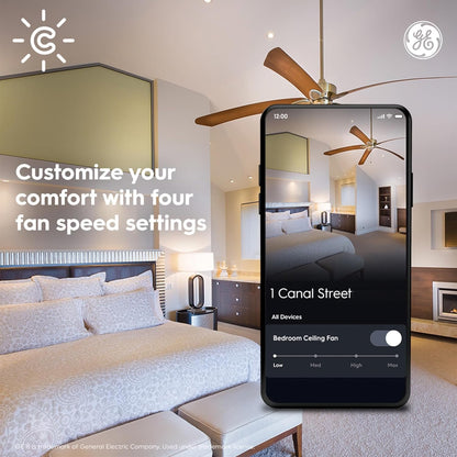GE CYNC Smart Ceiling Fan Control, Neutral Wire Required, Bluetooth and 2.5 GHz Wi-Fi 4-Wire Smart Switch, Works with Amazon Alexa and Google Home, White
