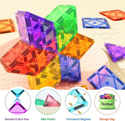 Magnetic Tiles Building Blocks 102pcs Advanced Set STEM Toys for 3+ Year Old Boys and Girls Learning by Playing Montessori Toys Toddler Kids Activities Games Christmas New Year Gifts