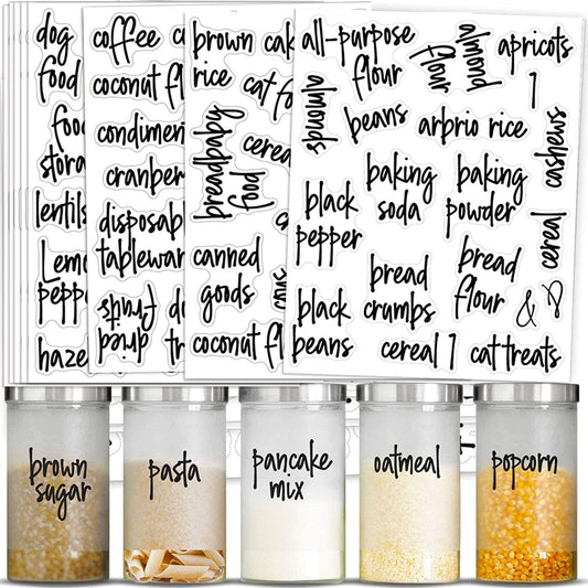 FYY Home Organization Labels,168PCS Preprinted Food Label Stickers for Kitchen Pantry Storage and Cleaning,Water & Oil Proof Pantry Label Stickers for Jars, Canisters,Boxes,Bins, Black