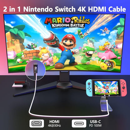 RREAKA Portable Switch Dock USB C to 4K HDMI Conversion Cable for Nintendo Switch/Switch OLED, TV HDMI Adapter Cable Compatible with Nintendo Switch, Steam Deck, Laptop,Tablet, Mobile Phone