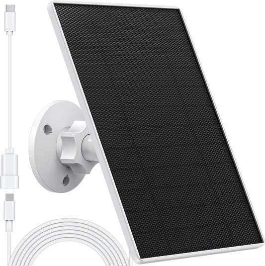 Solar Panel for eufy Camera,6W Solar Panel for Eufy E,2C/2C Pro,2/2Pro,E20/E40,Solo,SoloCam Spotlight,IP65 Waterproof USB-C Solar Panel Charger for Eufy with Micro USB Connector & Rubber Plug(Black)