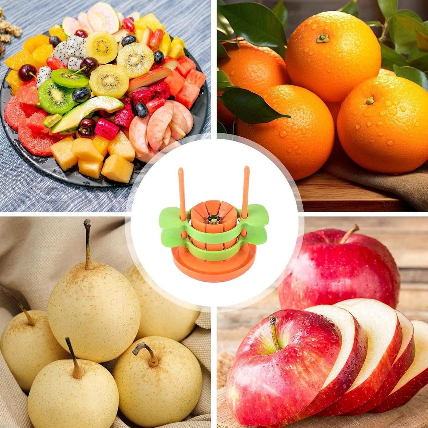 Fruit Slicer,Orange Corer Tool Pear Divider - Sturdy Stainless Steel Fruit Cutter, Easy to Use Orange Slicer and Wedger for Potato Onion Vegetables