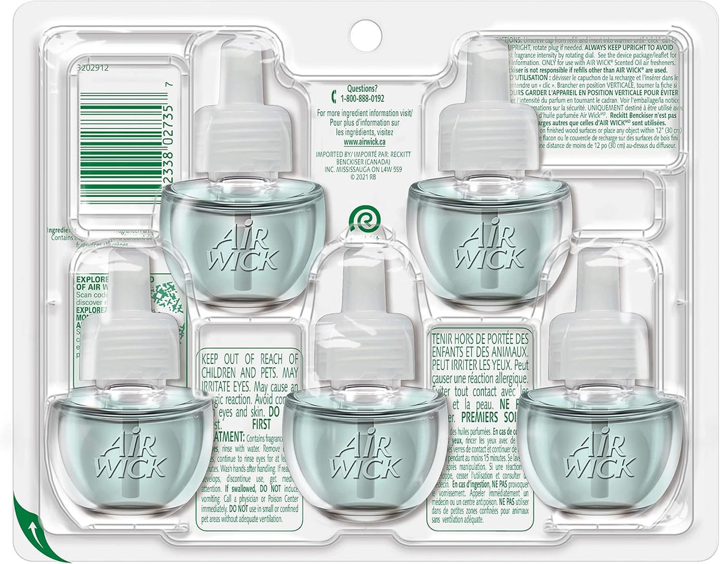 Airwick Plug In Scented Oil,Ocean Breeze,White Floral and Palm Leaf Scent, Infused with natural Essential Oils, 5 Refills, (20mL Each)