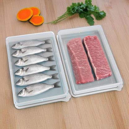 Deli Meat Containers with Lids – Set of 2 Deli Food Containers with Lids – Airtight Food Storage Containers for Cheese, Bacon, Fruits, Cookies – BPA-Free Stackable Deli Meat Container for Fridge