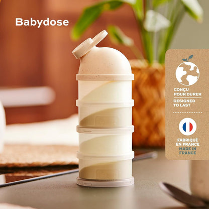 Babymoov Babydose Formula Dispenser On-the-Go, BPA-Free Baby Formula and Snack Container, Travel Essential, 4 Airtight Compartments, XL Capacity, Ergonomic, Dishwasher-Safe, Made in France, Beige